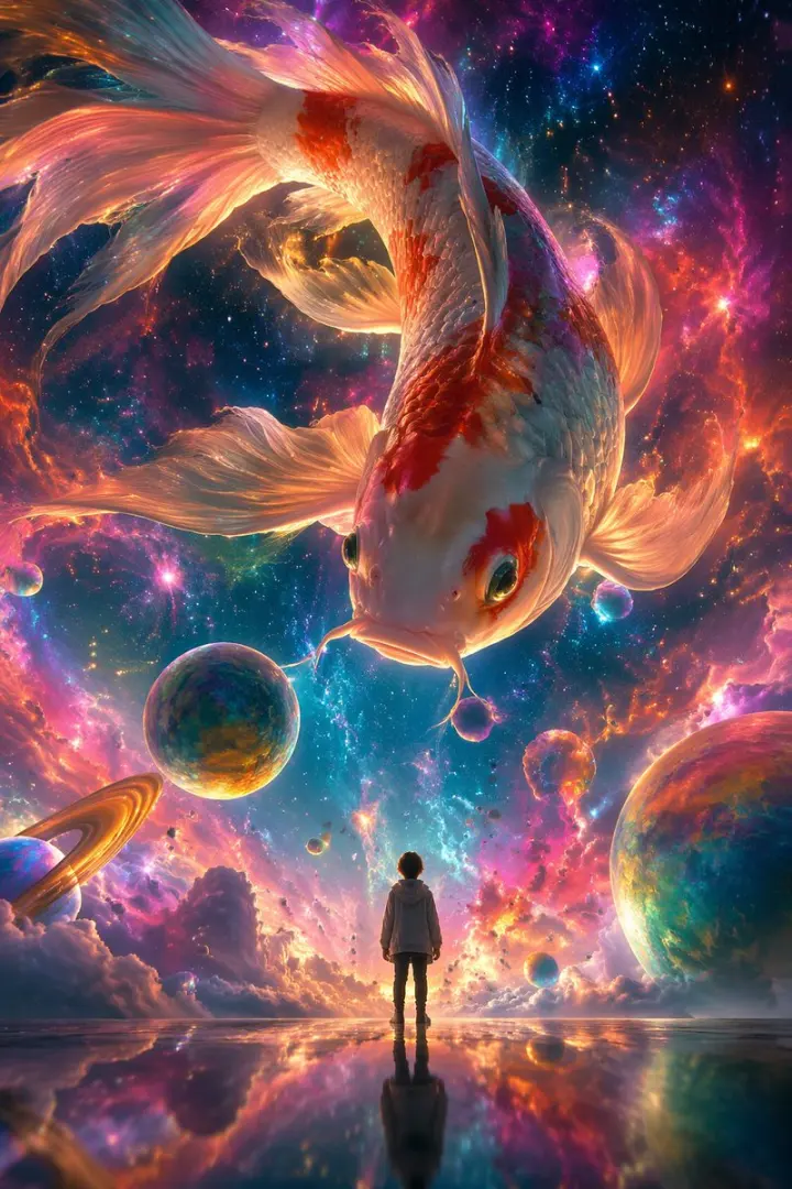 超现实主义锦鲤插画提示词 generated from a GPT Image 2 prompt