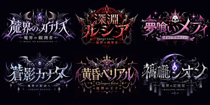 哥特风 VTuber Logo 网格 generated from a GPT Image 2 prompt