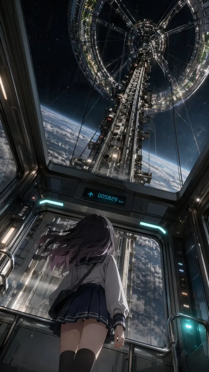 太空电梯里的动漫少女 generated from a GPT Image 2 prompt