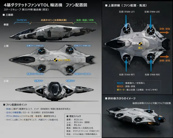科幻 VTOL 飞行器技术规格表 generated from a GPT Image 2 prompt