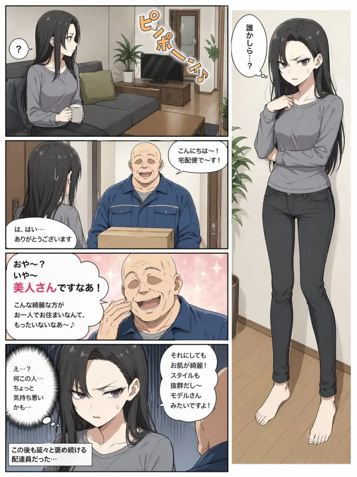 5-Panel Manga Page: Creepy Delivery Man generated from a GPT Image 2 prompt