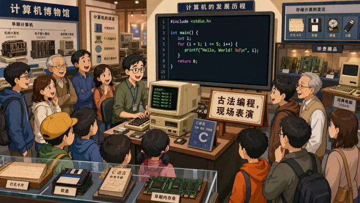 Retro Programming Museum Cartoon generated from a GPT Image 2 prompt