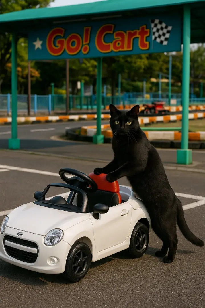 卡丁车赛道上的猫与玩具车 generated from a GPT Image 2 prompt