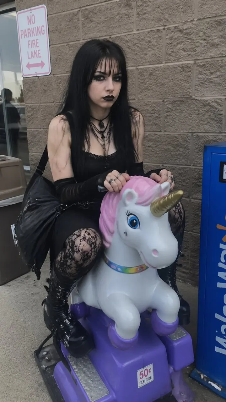 Goth Girl on Unicorn Ride generated from a GPT Image 2 prompt