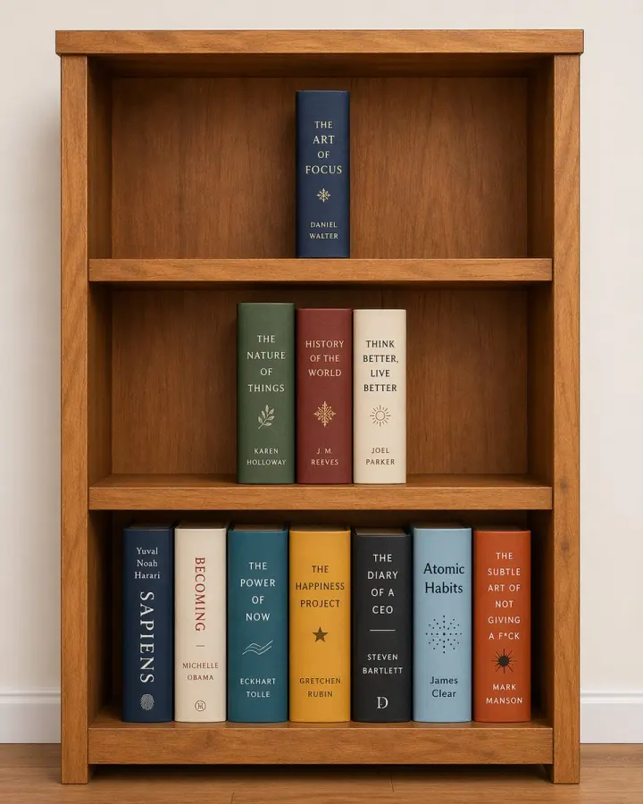 Curated Bookshelf with Specific Titles generated from a GPT Image 2 prompt