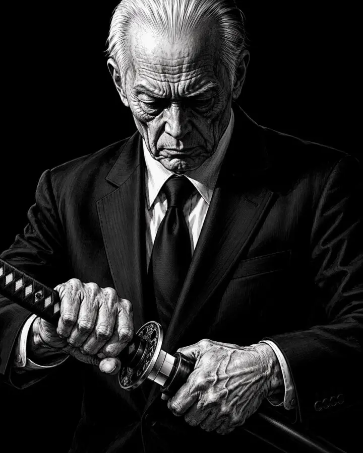 Elderly Yakuza Drawing Katana generated from a GPT Image 2 prompt