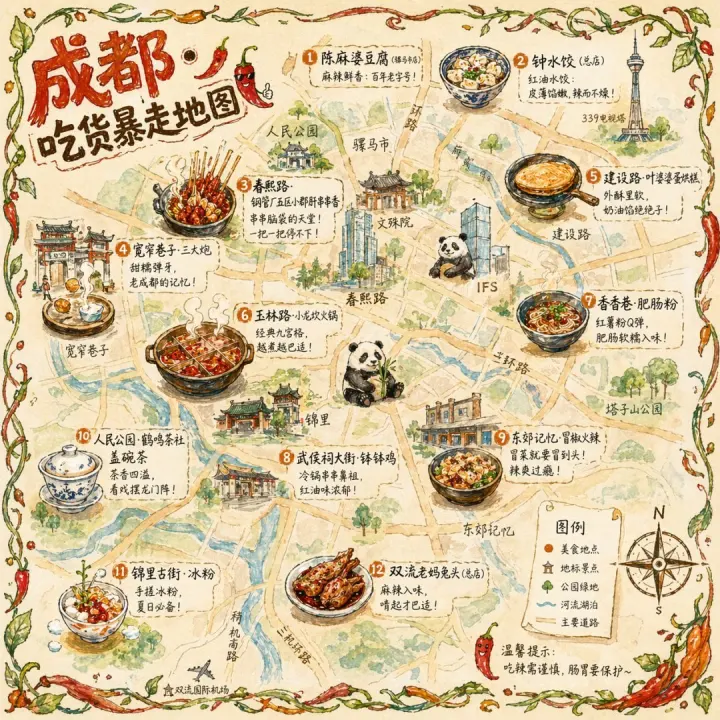 手绘城市美食地图 generated from a GPT Image 2 prompt