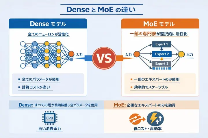 Dense 与 MoE 神经网络信息图 generated from a GPT Image 2 prompt