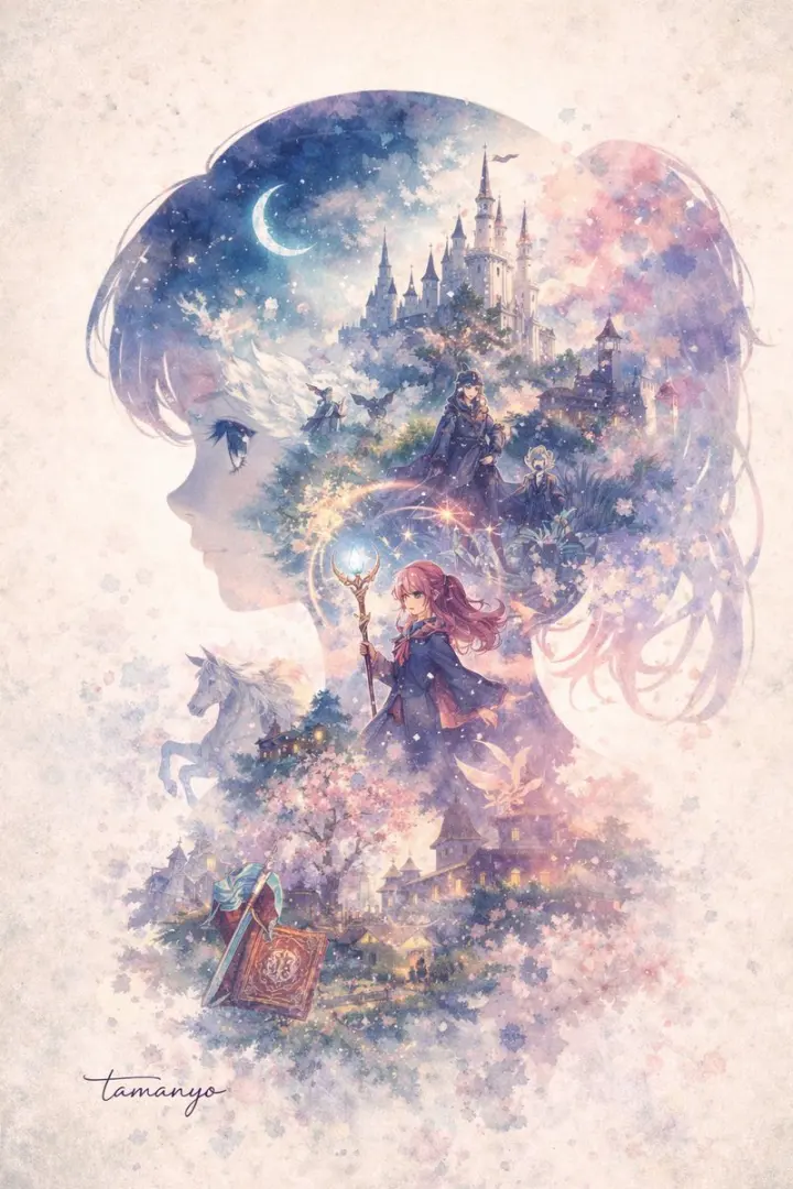 水彩双重曝光奇幻剪影 generated from a GPT Image 2 prompt