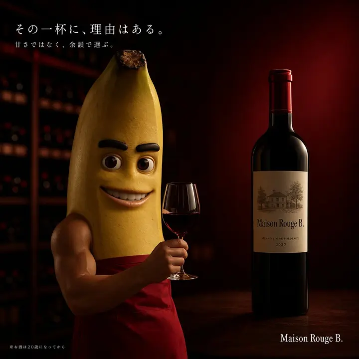 电影感香蕉红酒广告 generated from a GPT Image 2 prompt