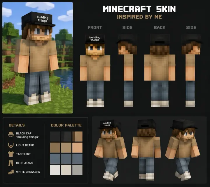 Personalized Minecraft Skin Prompt generated from a GPT Image 2 prompt