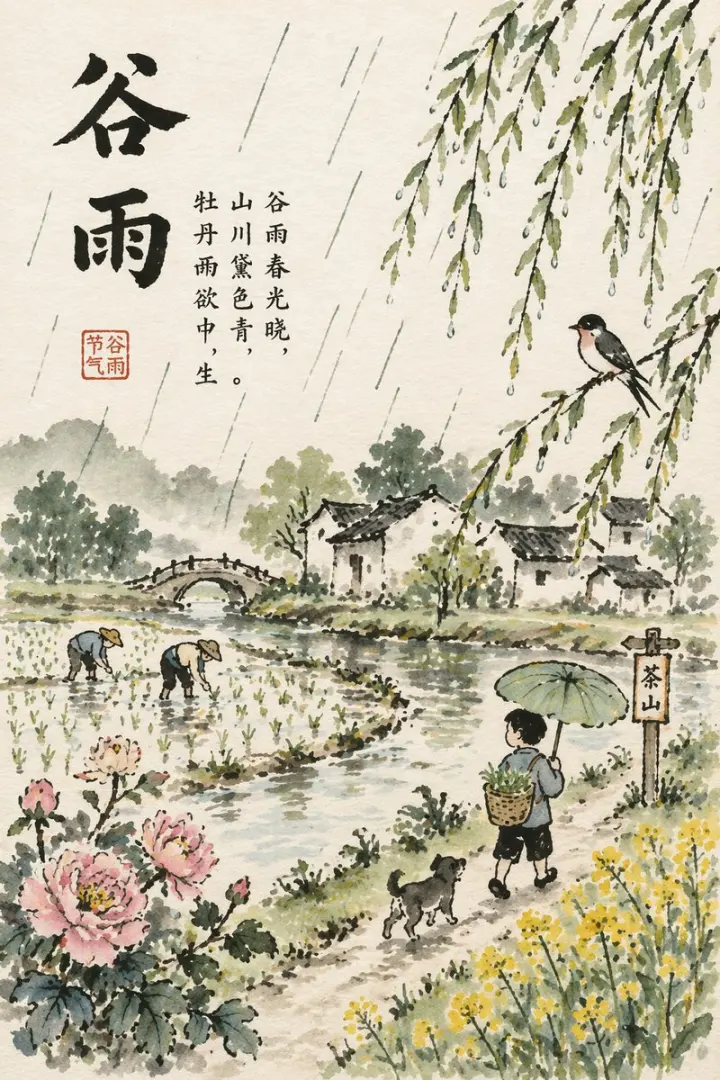 Grain Rain Festival Poster generated from a GPT Image 2 prompt