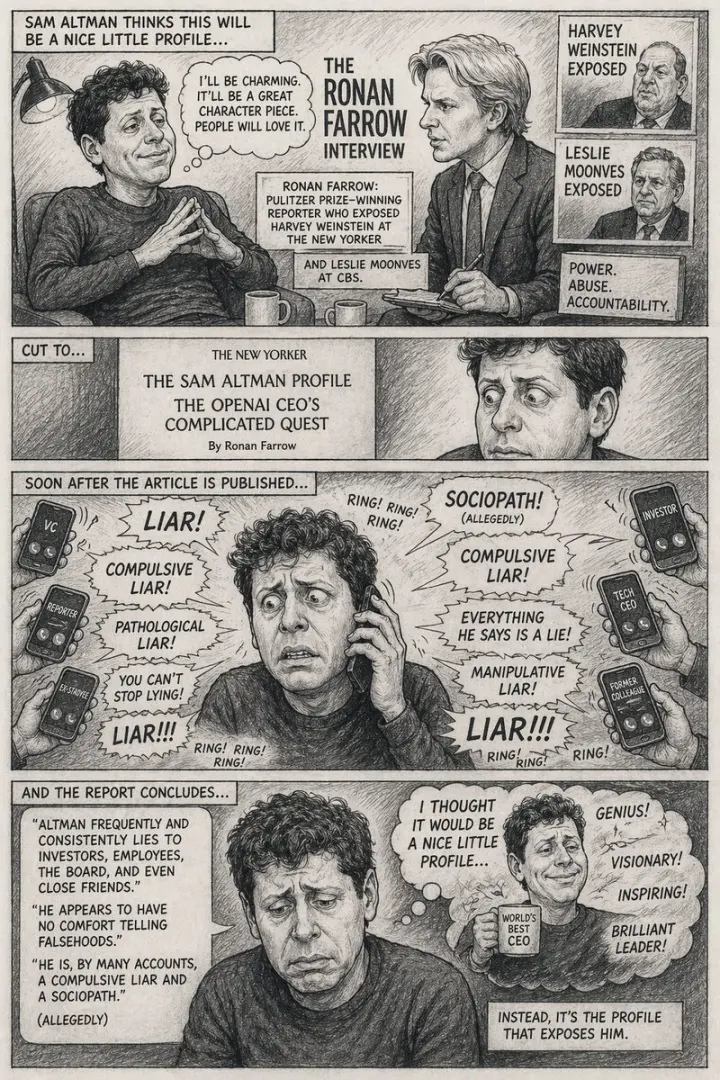 Satirical 4-Panel Caricature Comic Strip generated from a GPT Image 2 prompt