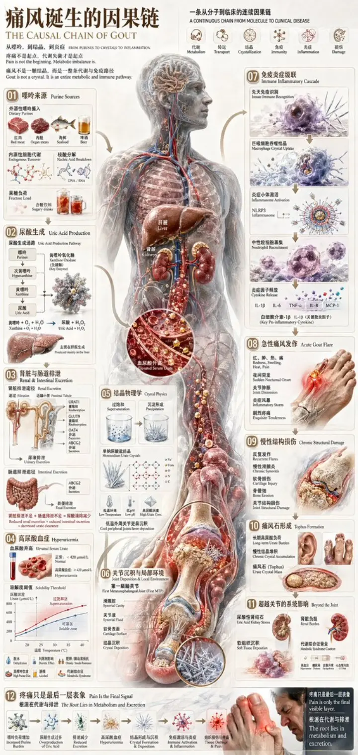 Medical Infographic of Gout Pathology generated from a GPT Image 2 prompt