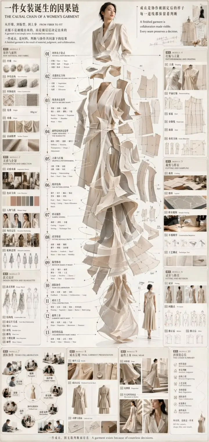 Fashion Design Process Infographic generated from a GPT Image 2 prompt