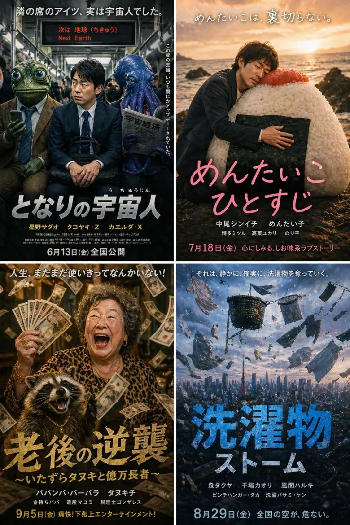 4-Panel Parody Movie Poster Grid generated from a GPT Image 2 prompt