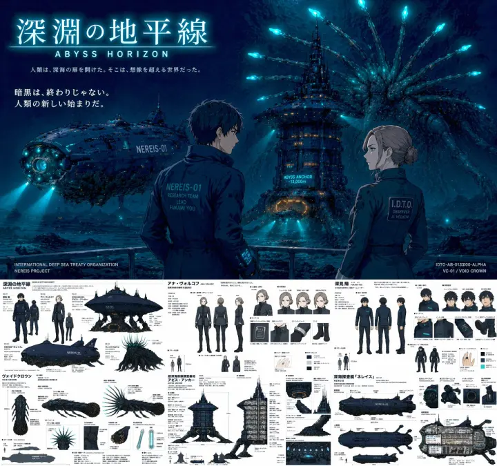 Sci-Fi Deep Sea Concept Art & Reference Sheet generated from a GPT Image 2 prompt
