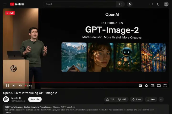 YouTube 直播演示界面模型 generated from a GPT Image 2 prompt