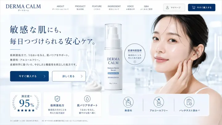 Skincare E-commerce Landing Page Mockup generated from a GPT Image 2 prompt