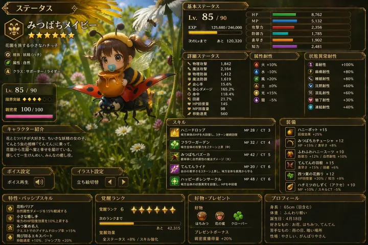 Japanese RPG Status Screen generated from a GPT Image 2 prompt