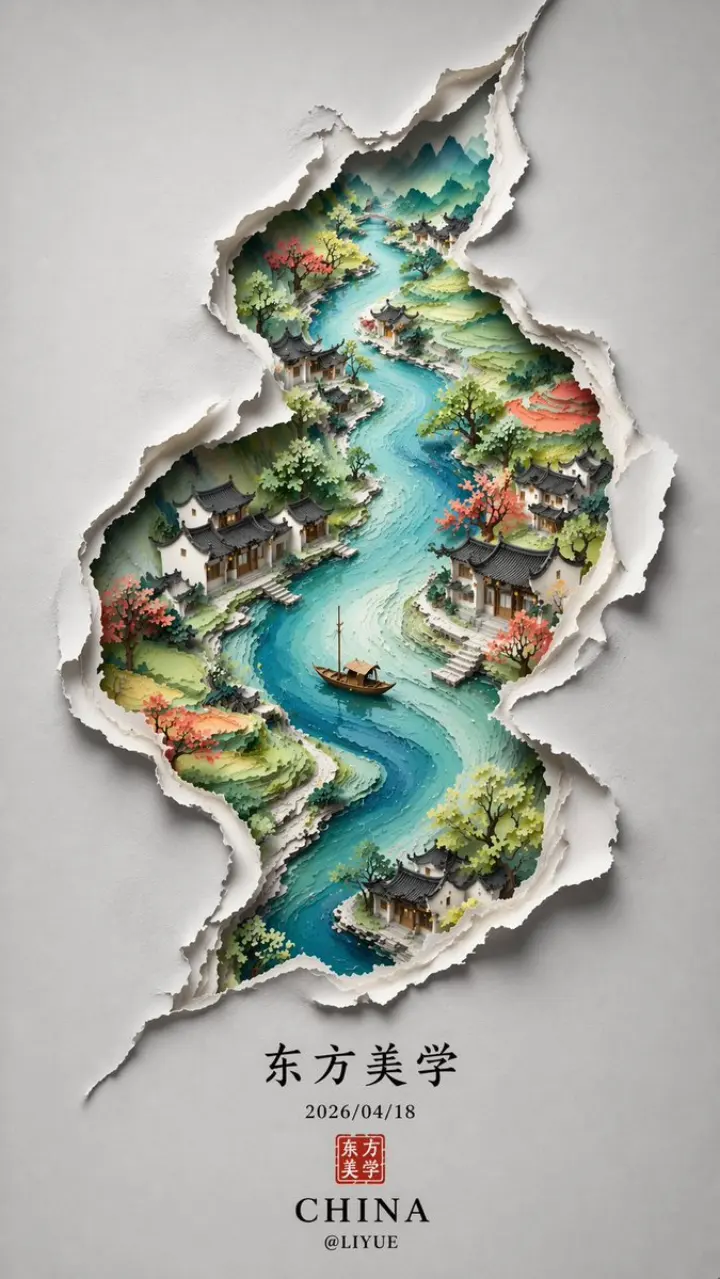Chinese Minimalist S-Shaped Poster AI poster design prompt example