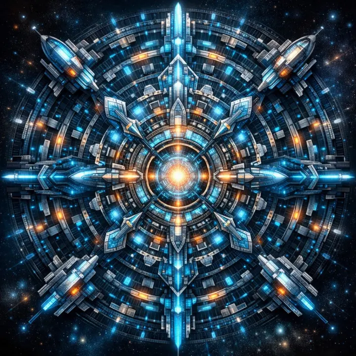 Futuristic Mandala Illustration AI poster design prompt example