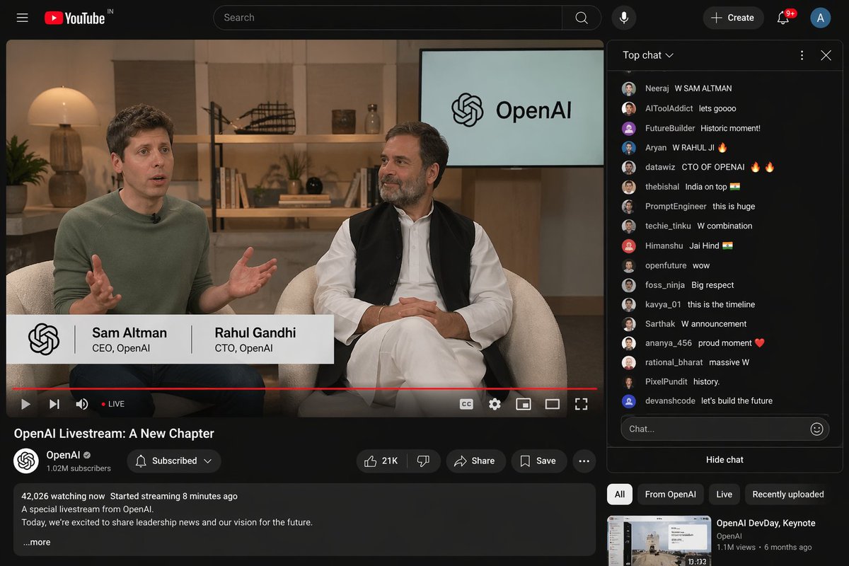Youtube screenshot openai livestream where GPT Image 2 UI prompt example