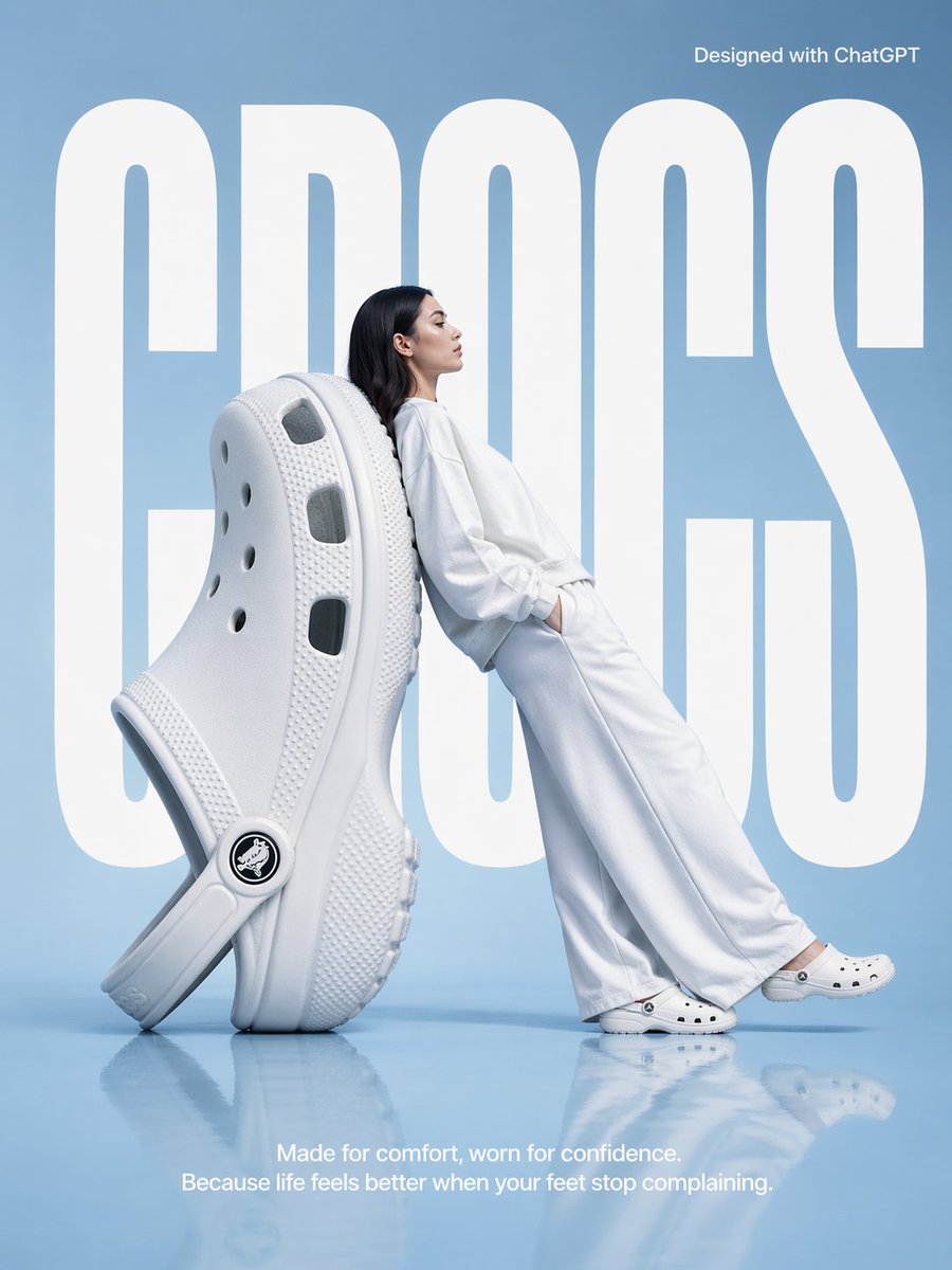 High-fashion surrealist advertising poster Crocs GPT Image 2 poster design prompt example