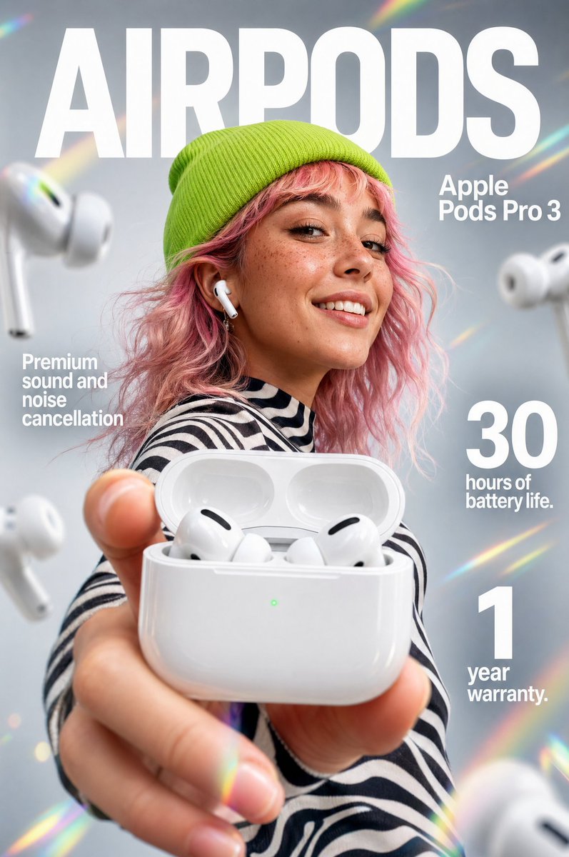High-impact e-commerce infographic Apple Pods GPT Image 2 poster design prompt example
