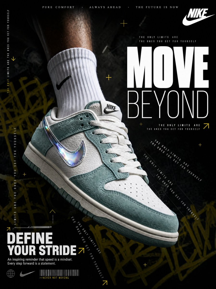 Hyperrealistic Nike sneaker advertisement shot GPT Image 2 poster design prompt example