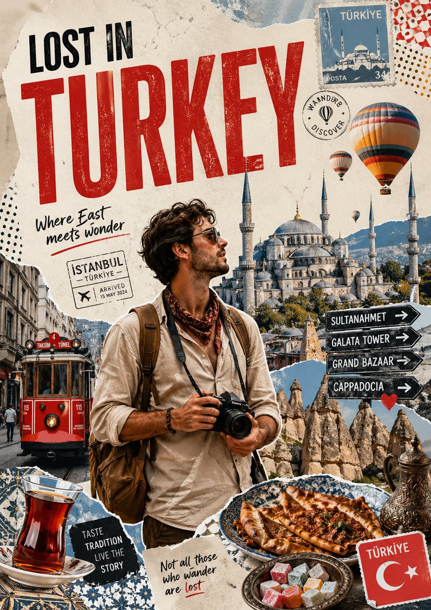 Stylized travel poster graphic collage GPT Image 2 poster design prompt example