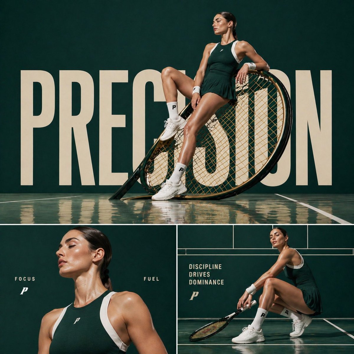 Cinematic sports fashion collage 3-panel GPT Image 2 poster design prompt example