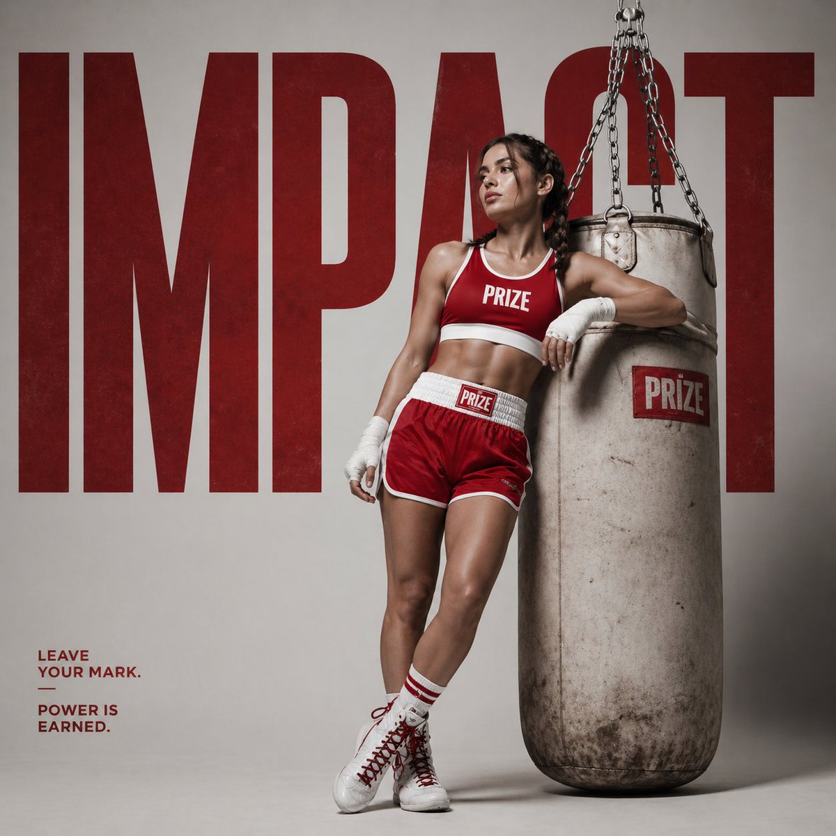 High-fashion boxing editorial campaign female GPT Image 2 poster design prompt example
