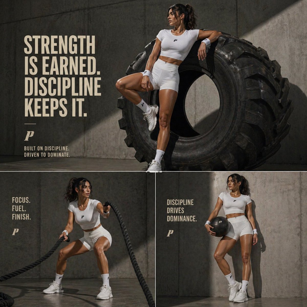 Cinematic luxury fitness editorial industrial GPT Image 2 poster design prompt example