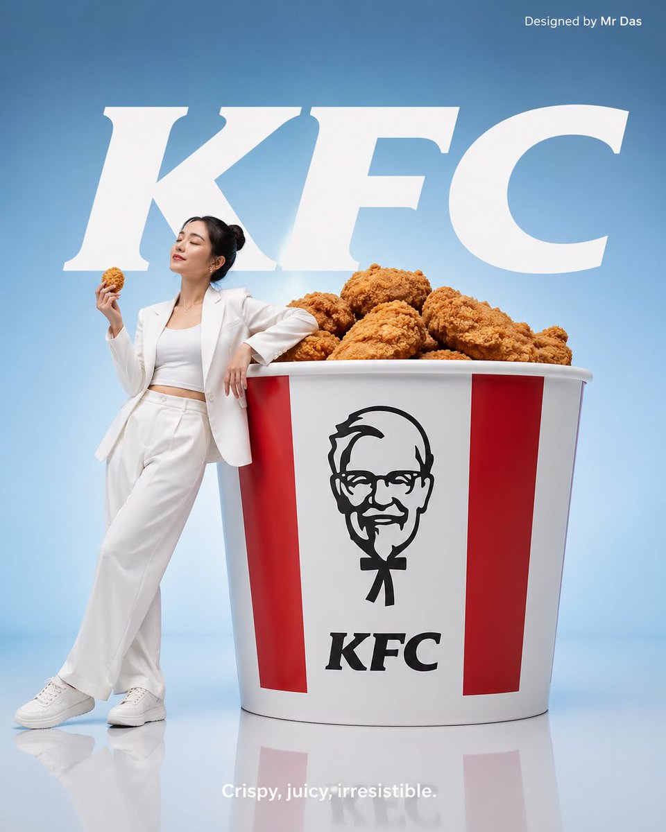 Minimalist commercial ad oversized KFC GPT Image 2 image prompt example