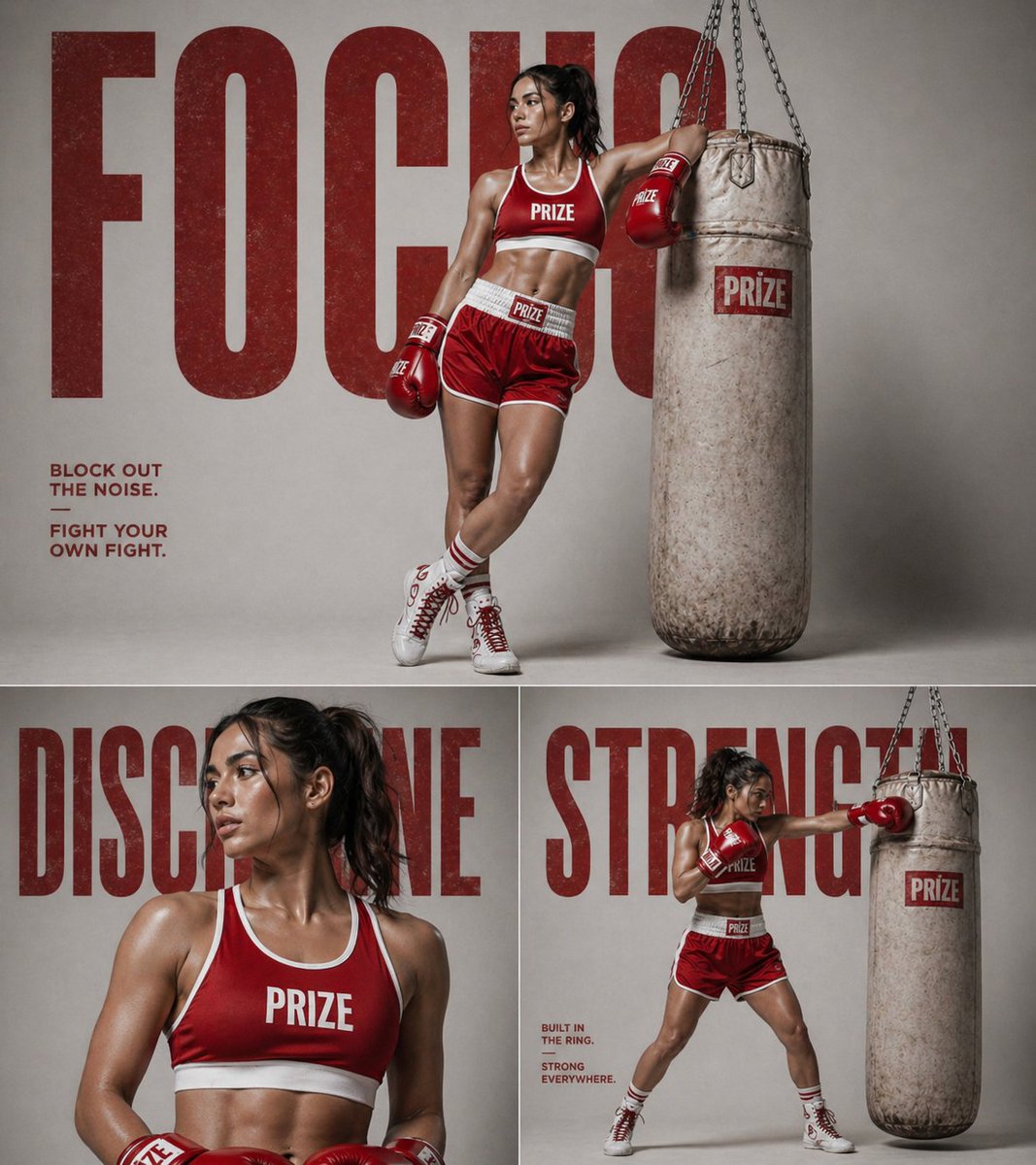High-end fitness boxing poster 3-panel GPT Image 2 poster design prompt example