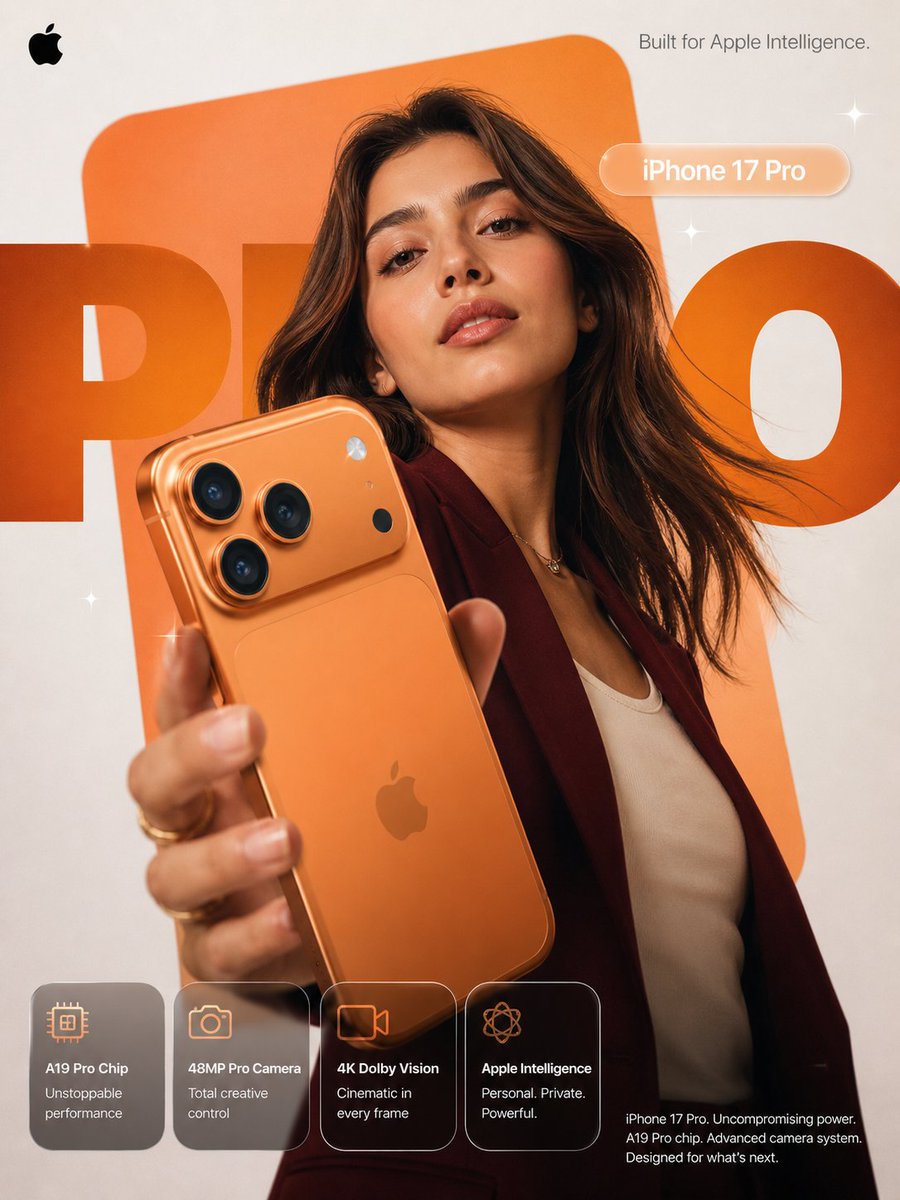 Premium Apple-style smartphone advertisement poster GPT Image 2 poster design prompt example