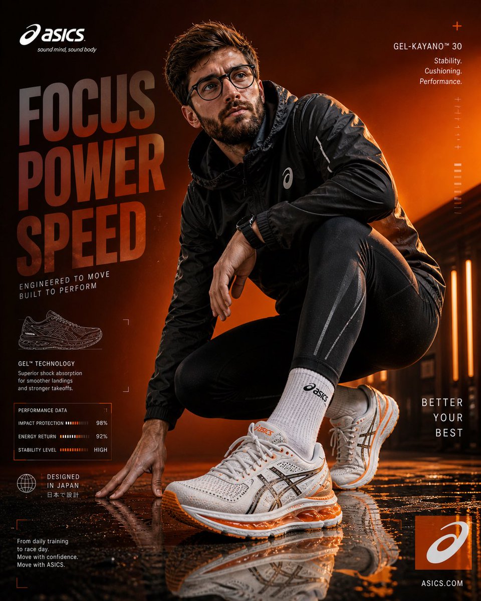 Ultra-high resolution 8K premium ASICS GPT Image 2 poster design prompt example