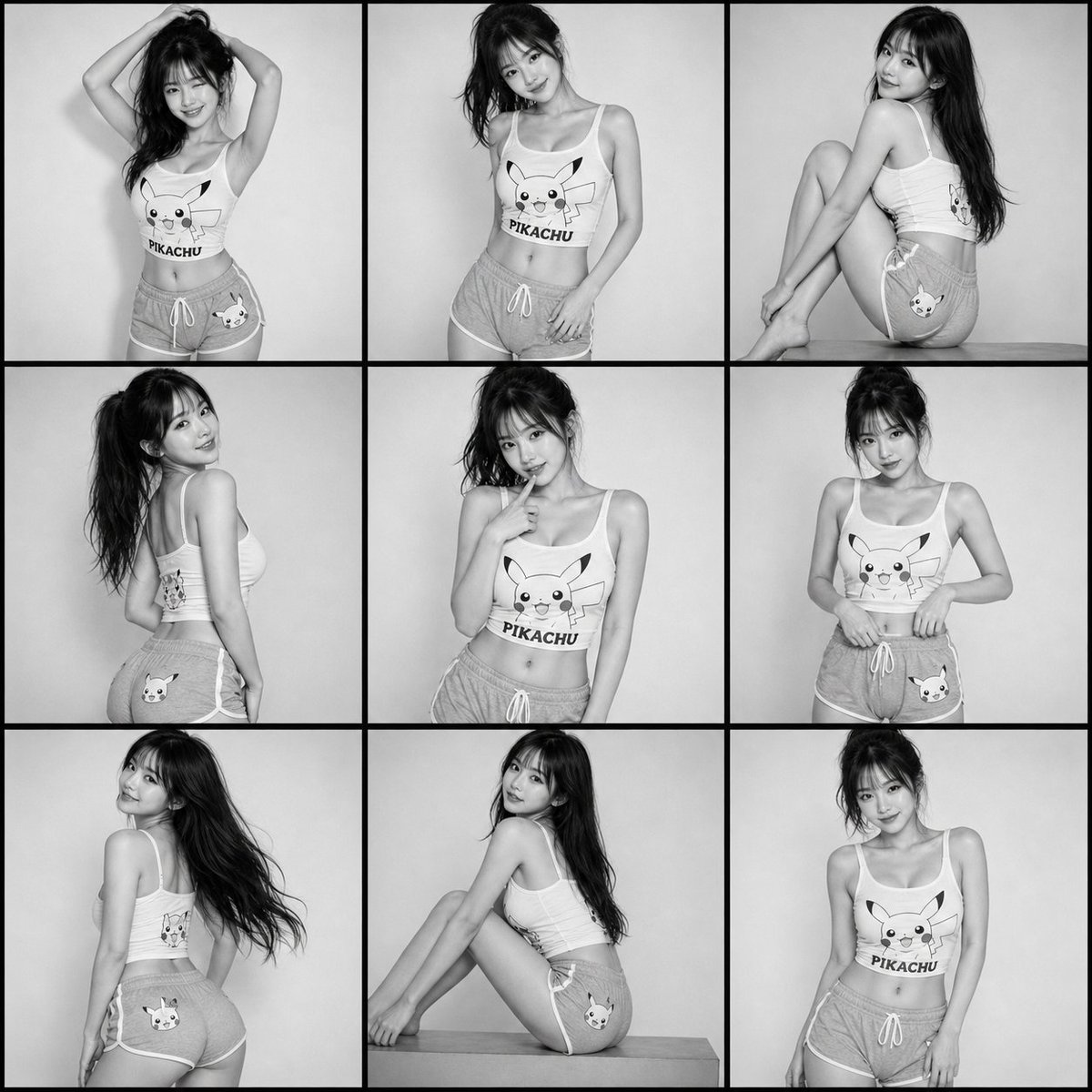 Recreate 3x3 grid black-and-white fashion GPT Image 2 concept art prompt example