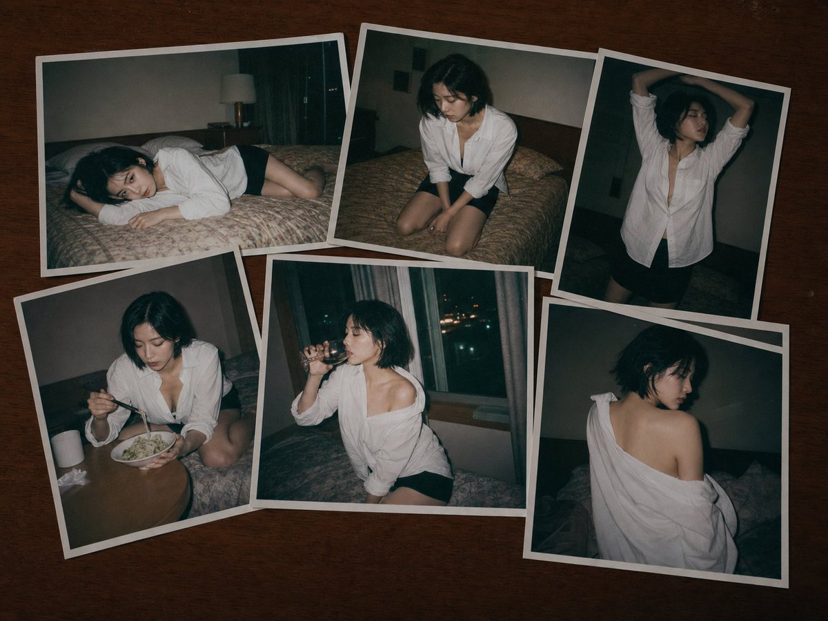 Collection scattered printed photo snapshots GPT Image 2 portrait prompt example
