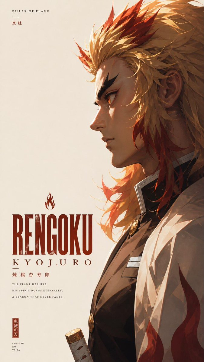Masterpiece anime character poster Kyojuro GPT Image 2 poster design prompt example