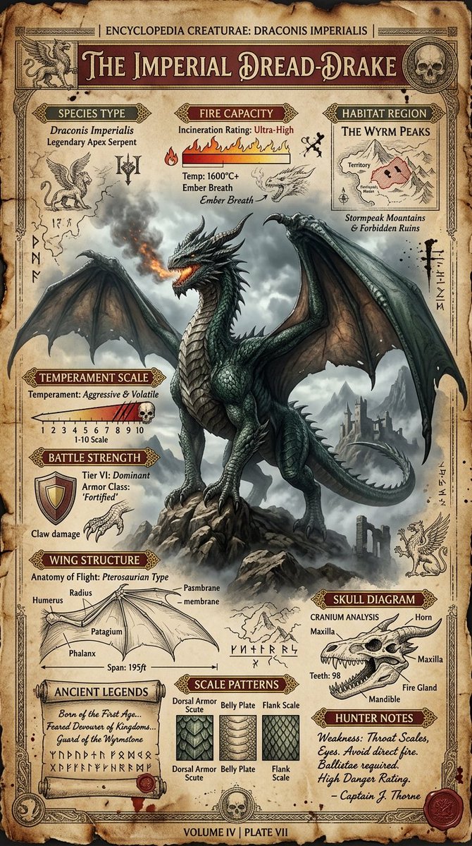 A4 vertical vintage fantasy encyclopedia GPT Image 2 concept art prompt example