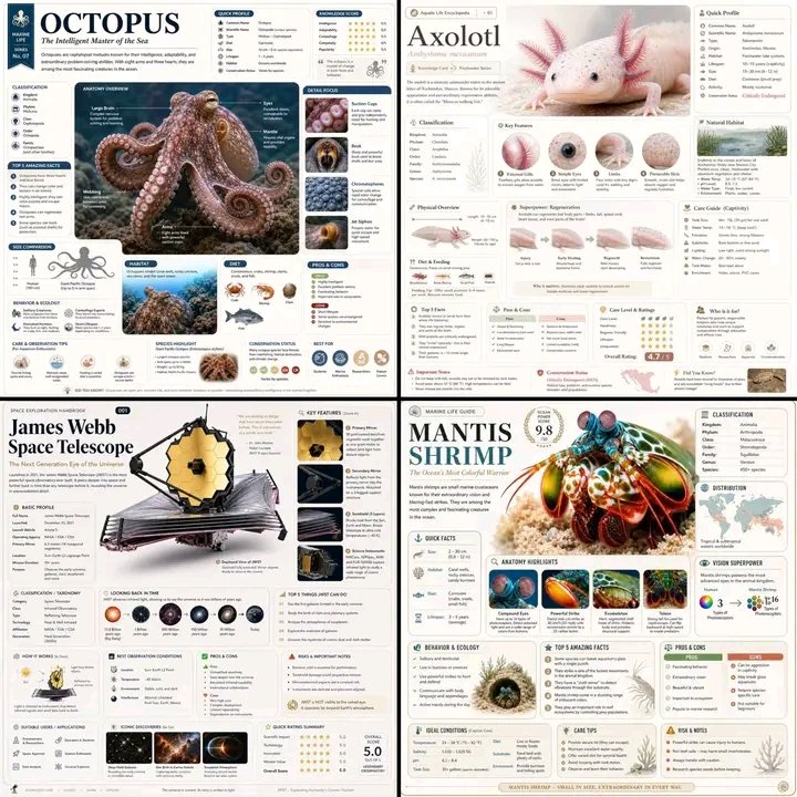 High-end scientific infographic clean 2x2 GPT Image 2 poster design prompt example
