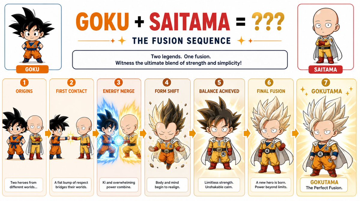 Chibi transformation sequence showing fusion GPT Image 2 image prompt example