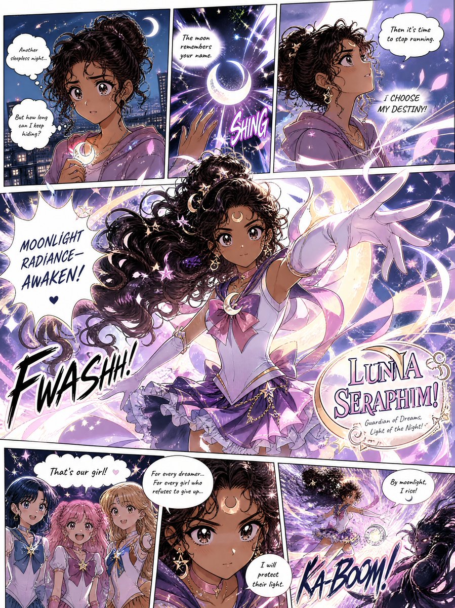 Full-page colored magical-girl manga illustration GPT Image 2 concept art prompt example