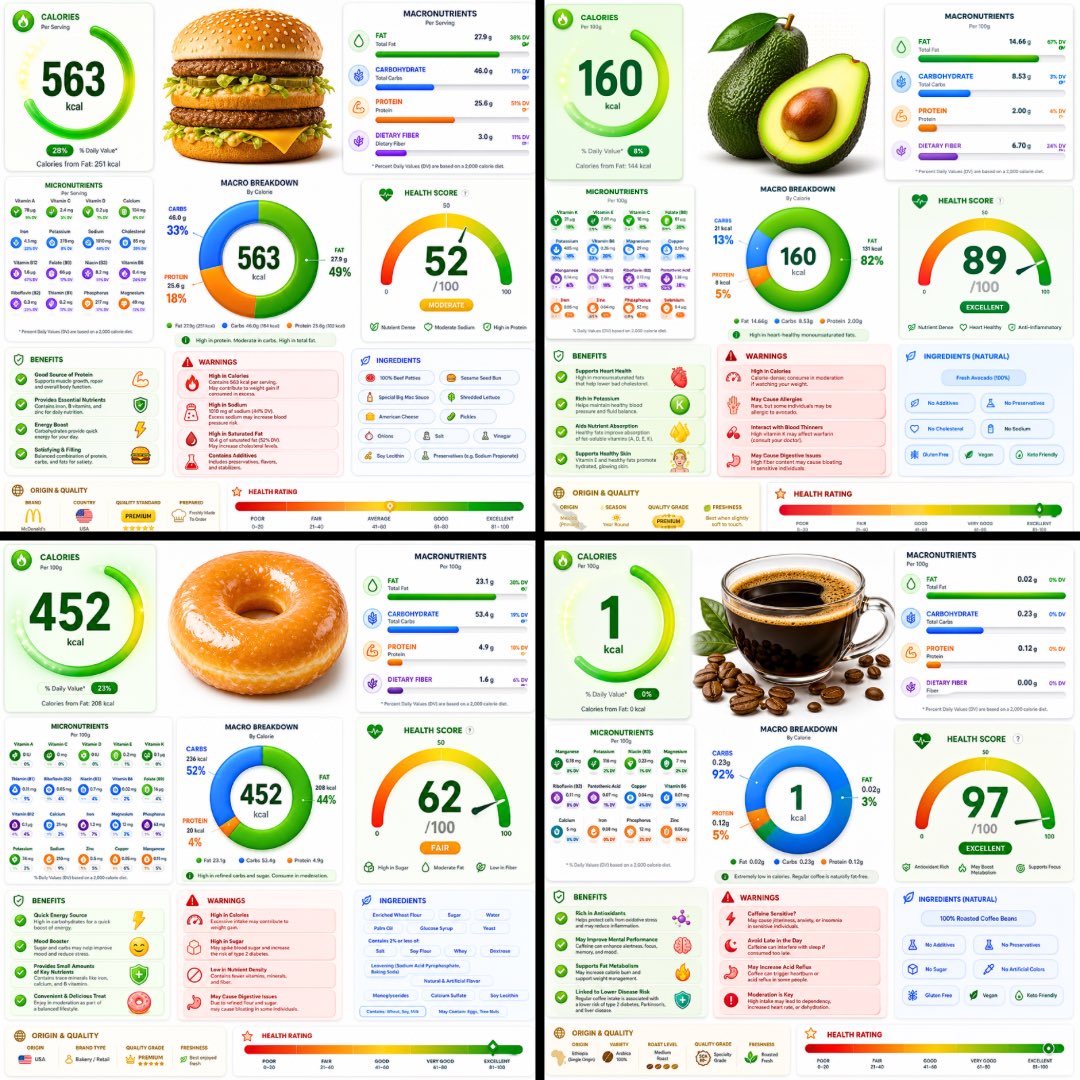 Ultra-detailed nutrition facts infographic poster GPT Image 2 poster design prompt example