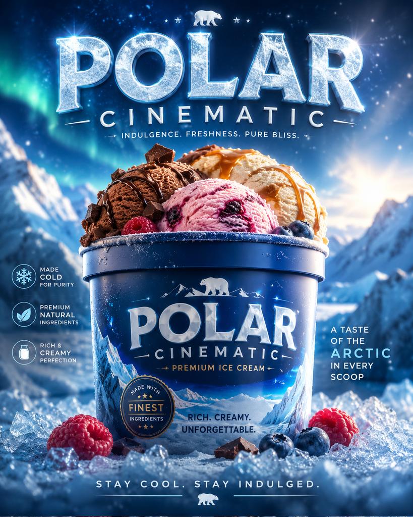 Captivating advertisement photo container ice GPT Image 2 poster design prompt example
