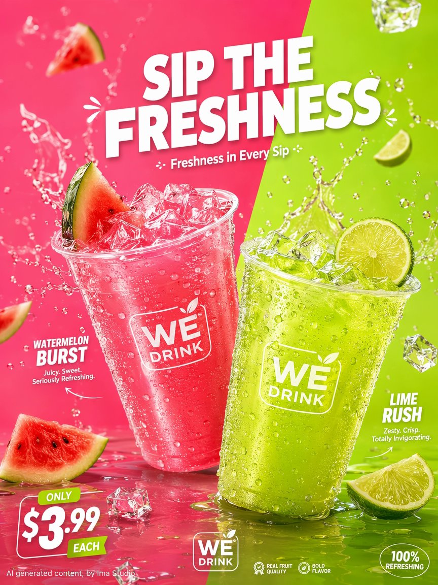 Premium modern beverage promotional poster GPT Image 2 poster design prompt example