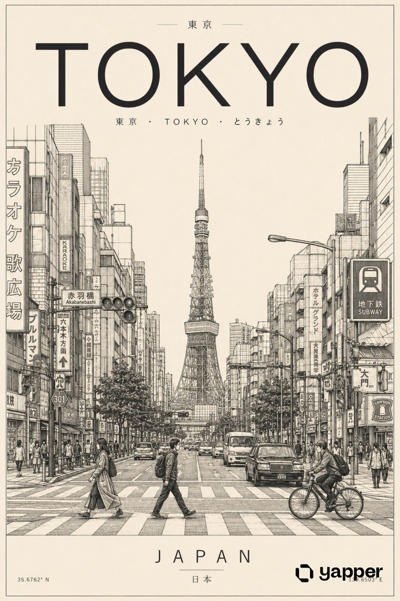 Minimalist travel-poster style line art GPT Image 2 poster design prompt example
