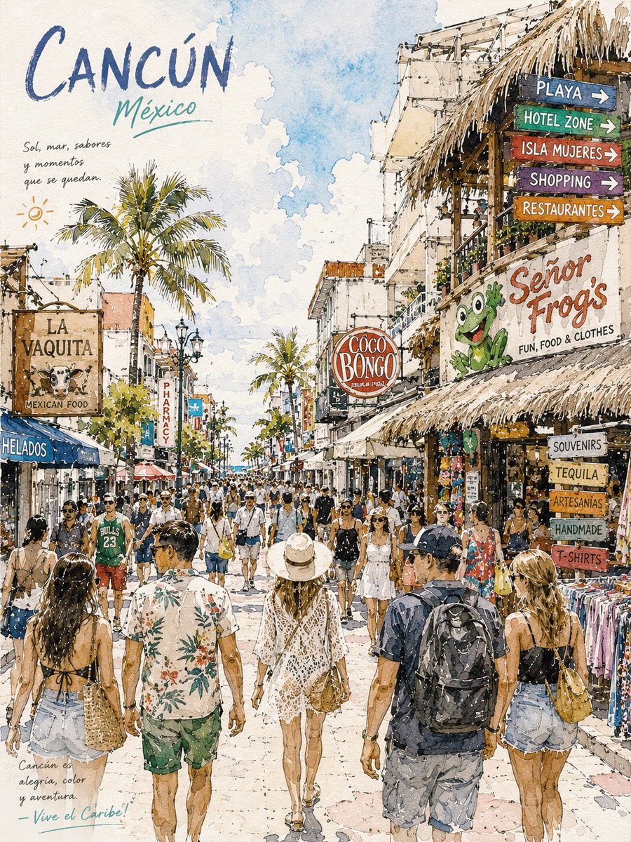 Watercolor travel poster illustration City GPT Image 2 poster design prompt example